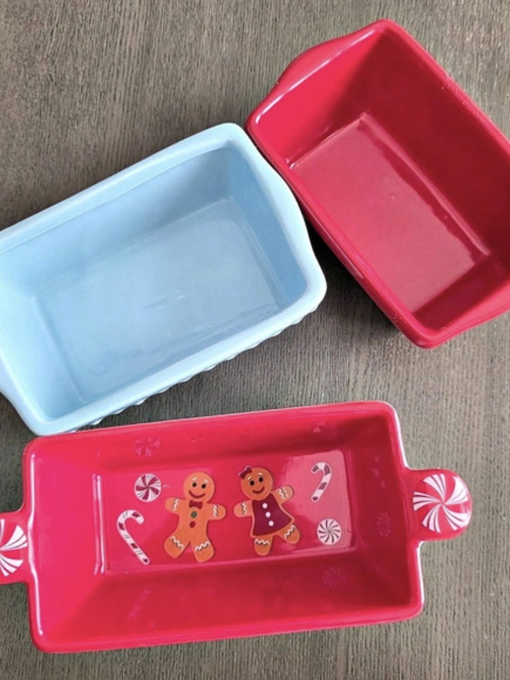 Michaels Holiday Ceramic Bakeware Set Red & Blue